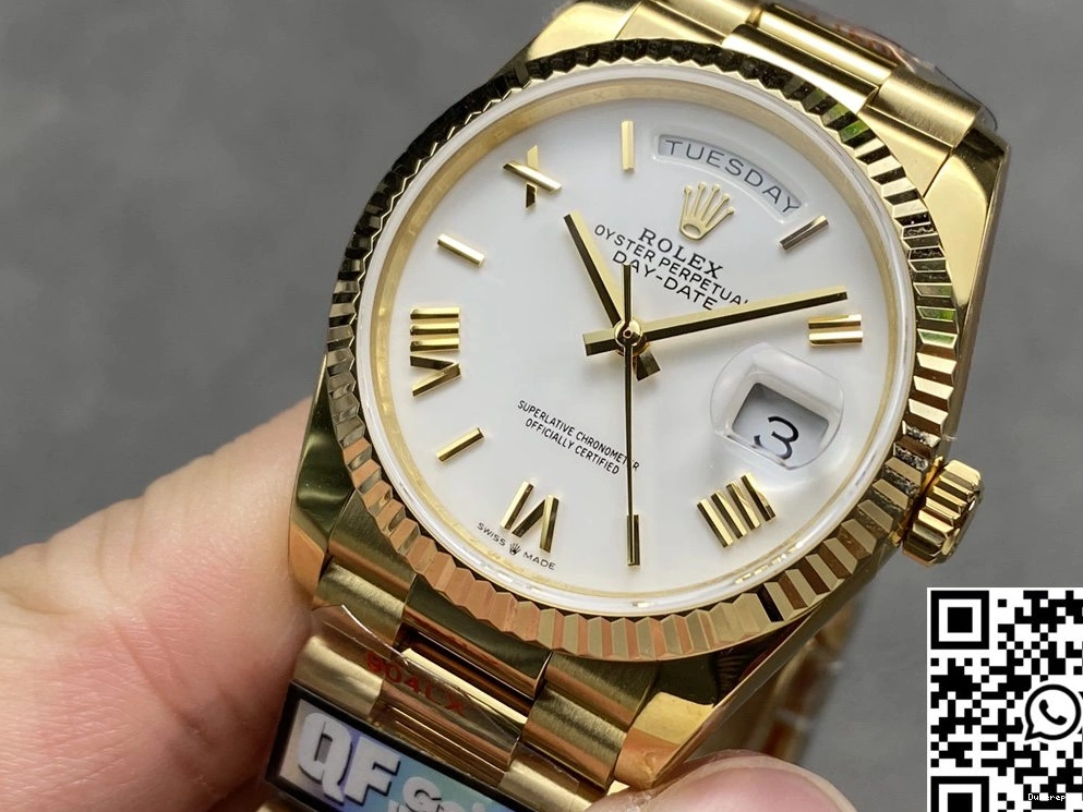 M128238-0113 QF Date Rolex White v5 987 Dial Day Yellow Tungsten Steel Gold Resilient 36mm Factory 0719